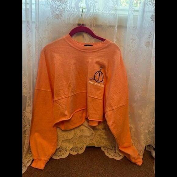 Sweaters - Panic! At The Disco High Hopes Tour Crop Spirit Jersey Sweatshirt Peach  size S